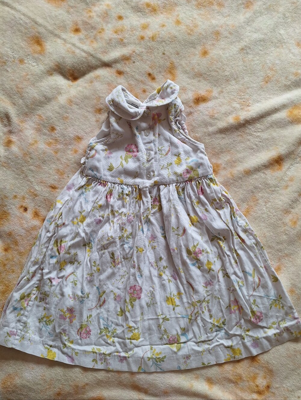 Laura Ashley Toddler Girls 3T Floral Corduroy Dress Peter Pan Collar Vintage